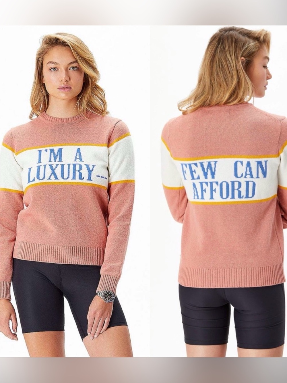 Rowing Blazers Gyles & George I'm A Luxury Wool Sweater in Soft Pink XL